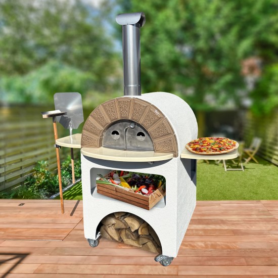 Capri Grande fatüzelésű kemence mogyoró-vanília + pizzalapát és kefe